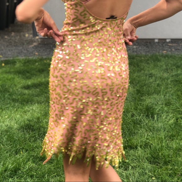 Sequined party dress - pink, lime green, FUN - Picture 4 of 6